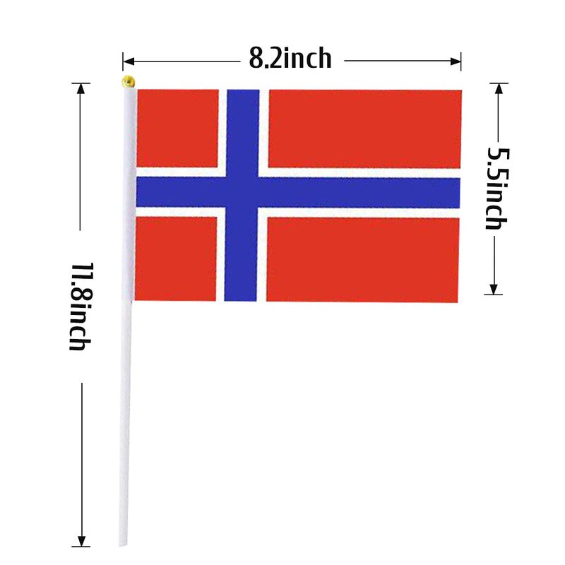 mflagperft Norway Flag Norwegian Flag, Small Mini Handheld Norway Flags on Stick, Ideal for Party Parades Sports Events Patriotic Festival Decorations - Image 3